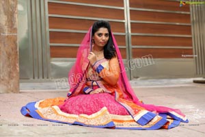 Lasya Sri in Pink and Orange Embellished Lehenga Choli