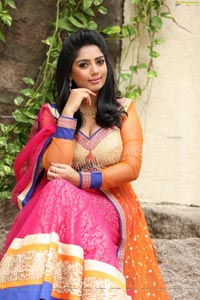 Lasya Sri in Pink and Orange Embellished Lehenga Choli