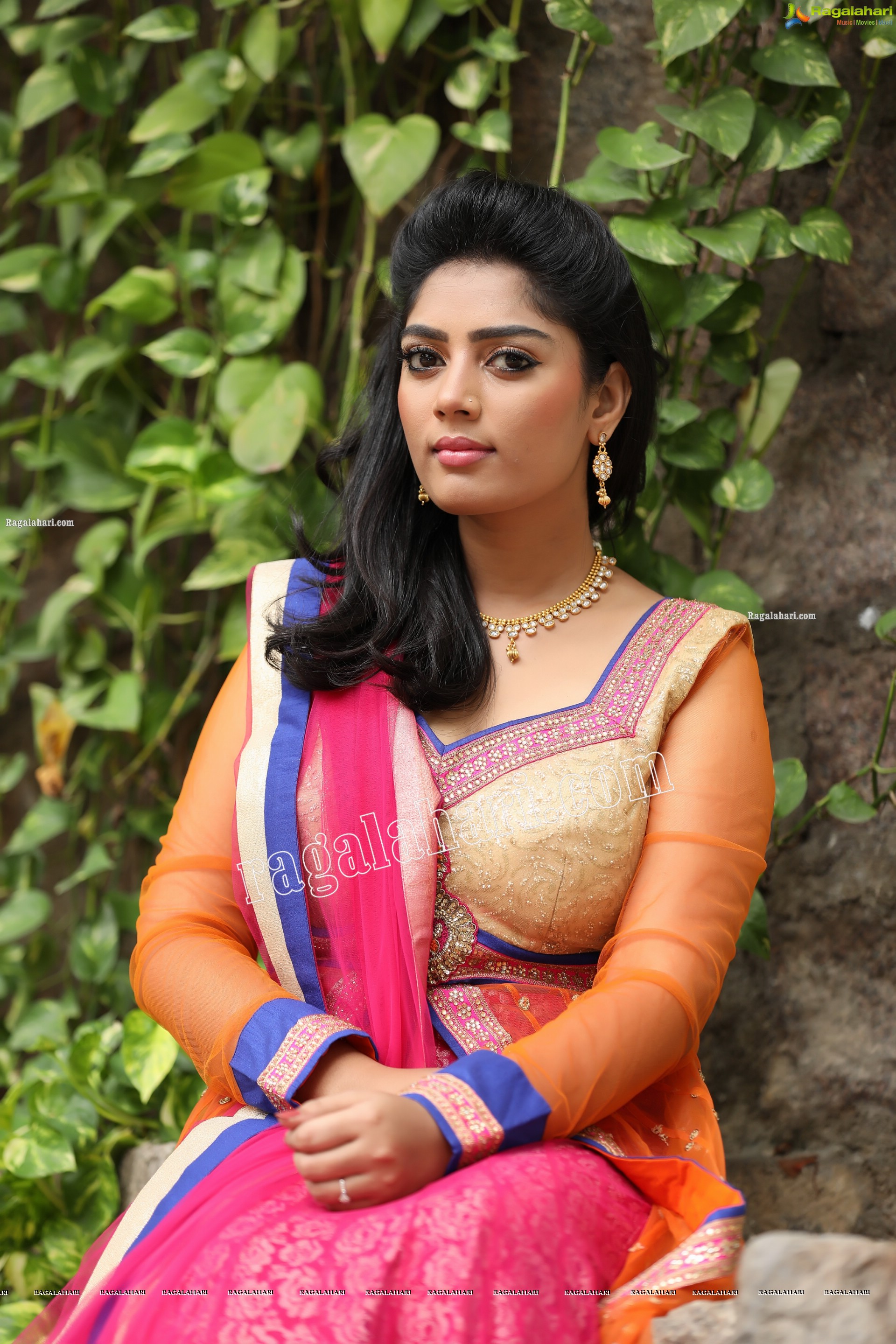 Lasya Sri in Pink and Orange Embellished Lehenga Choli, Exclusive Photo Shoot