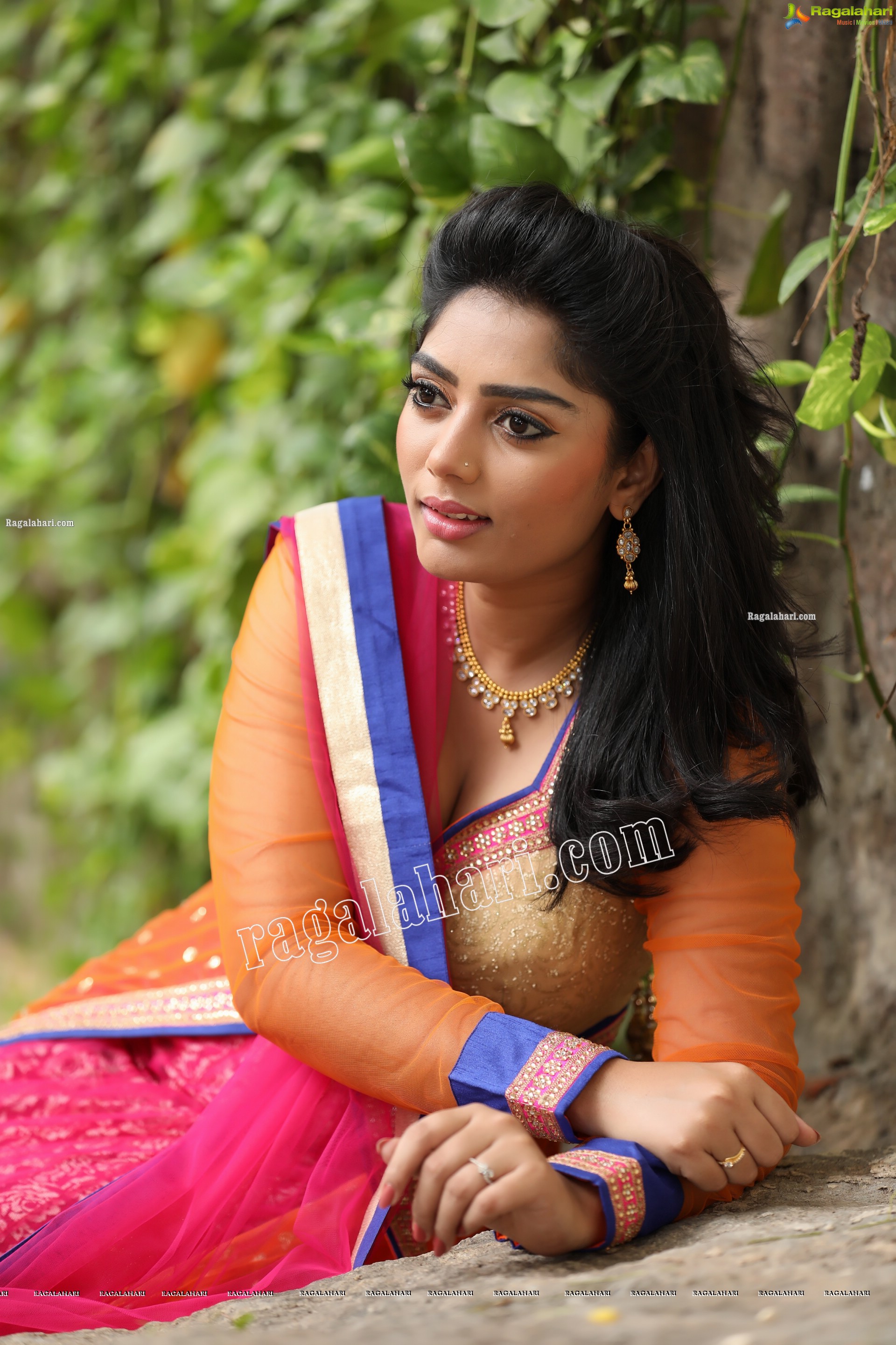 Lasya Sri in Pink and Orange Embellished Lehenga Choli, Exclusive Photo Shoot