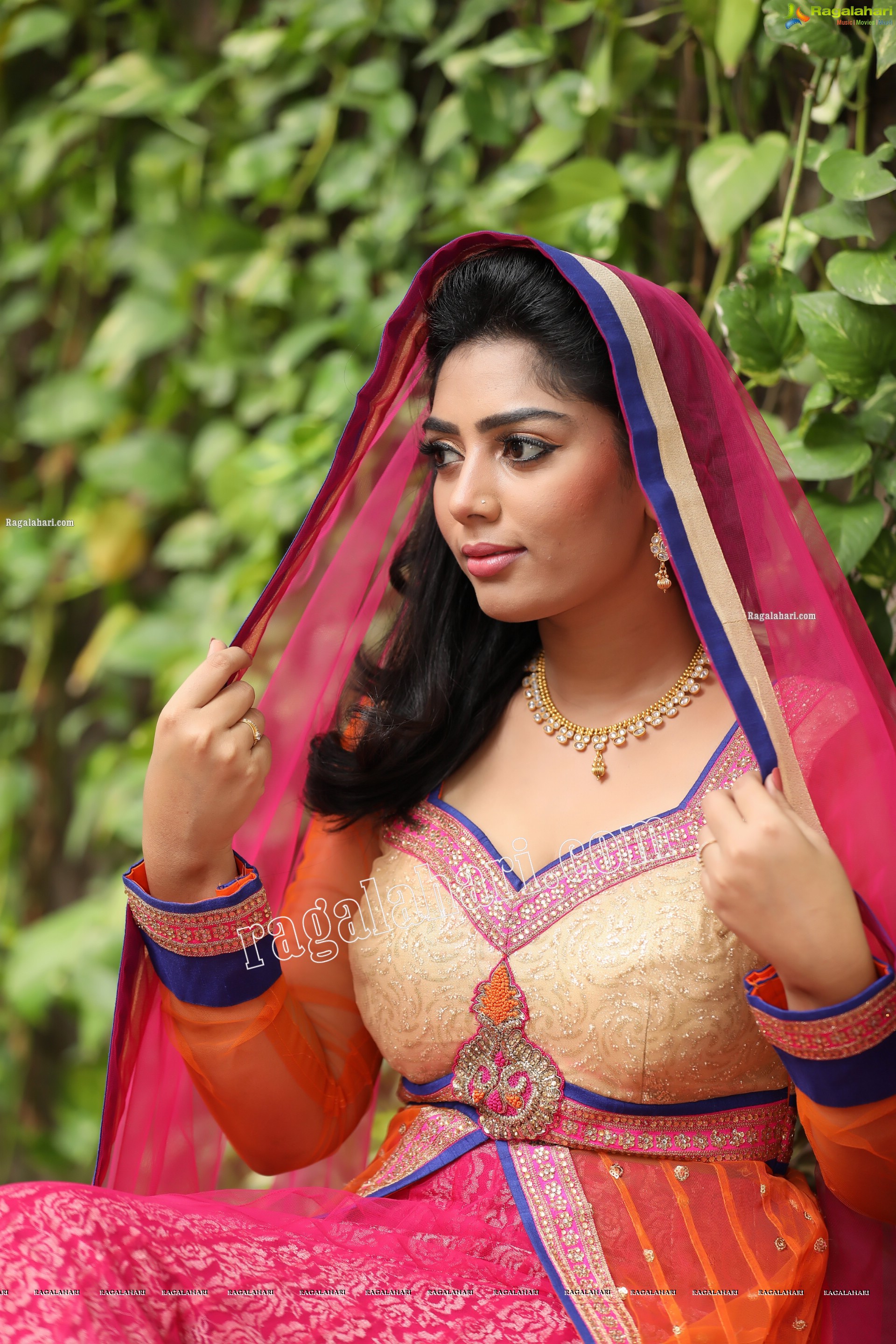 Lasya Sri in Pink and Orange Embellished Lehenga Choli, Exclusive Photo Shoot