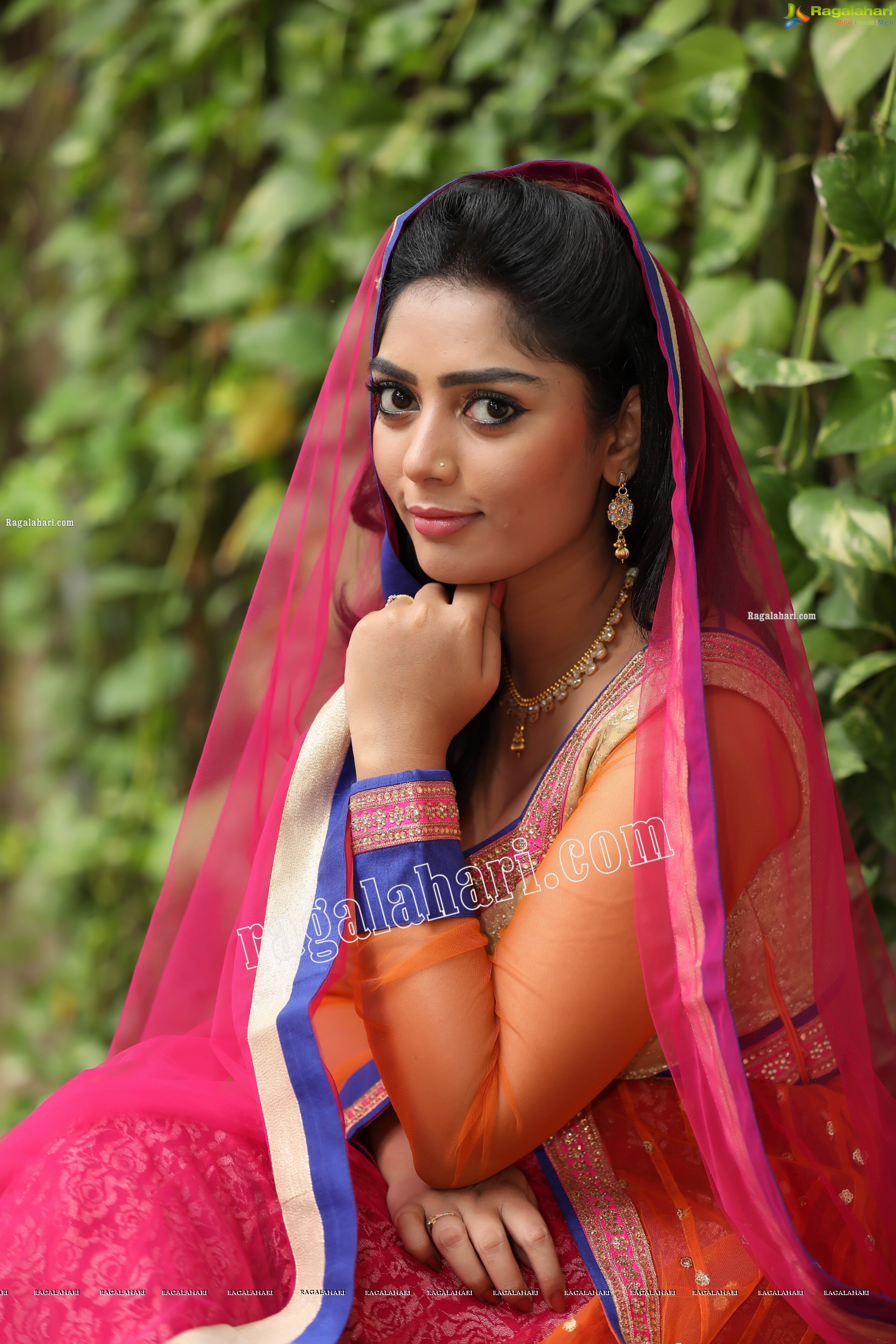 Lasya Sri in Pink and Orange Embellished Lehenga Choli, Exclusive Photo Shoot