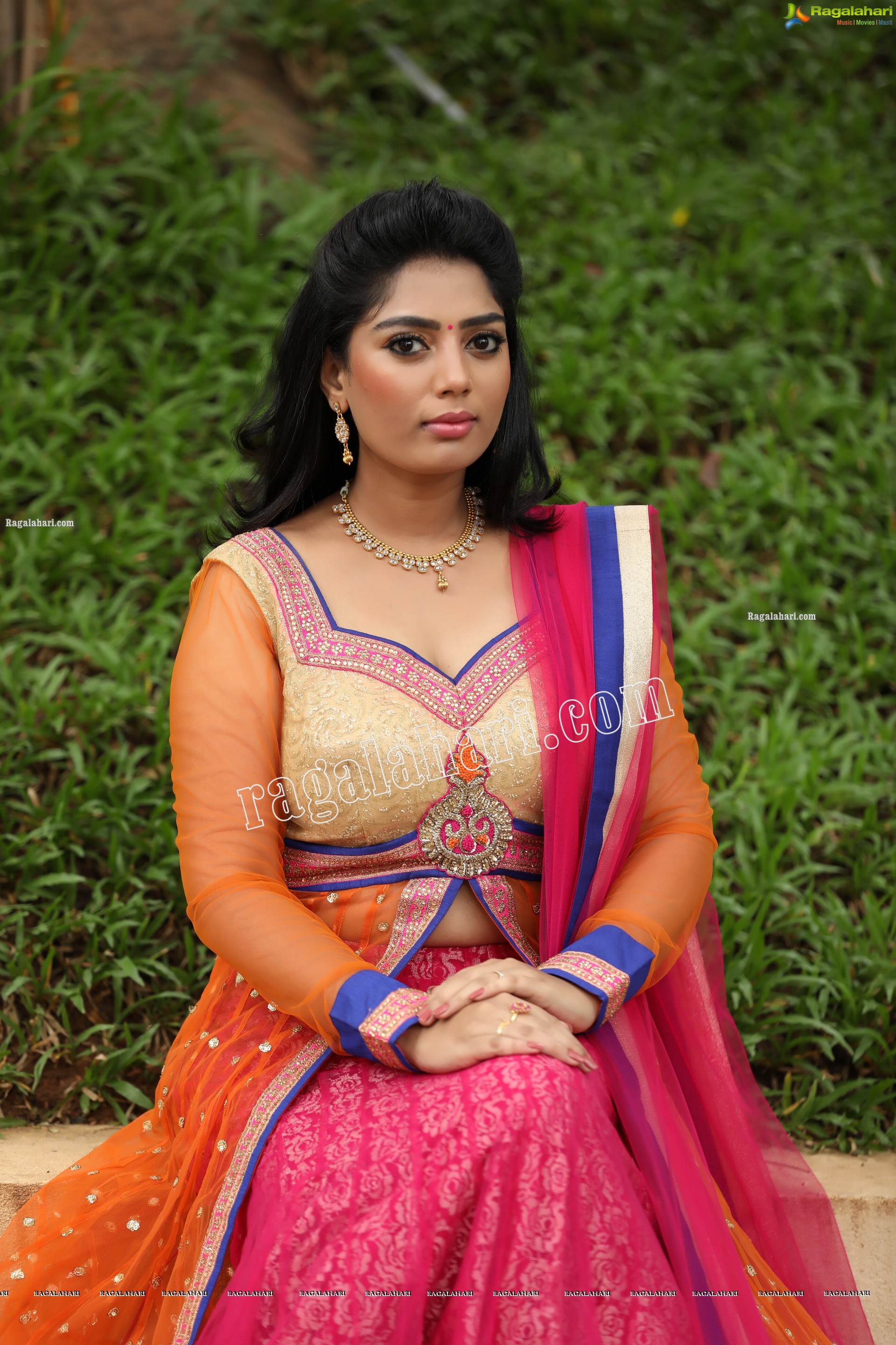 Lasya Sri in Pink and Orange Embellished Lehenga Choli, Exclusive Photo Shoot