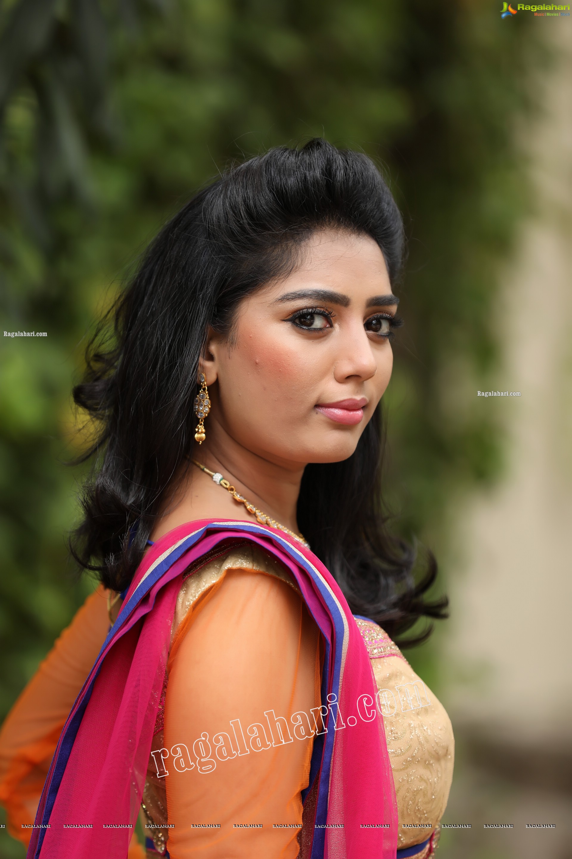 Lasya Sri in Pink and Orange Embellished Lehenga Choli, Exclusive Photo Shoot