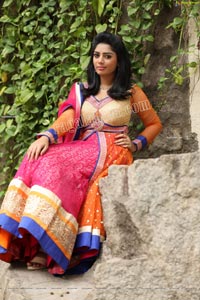 Lasya Sri in Pink and Orange Embellished Lehenga Choli