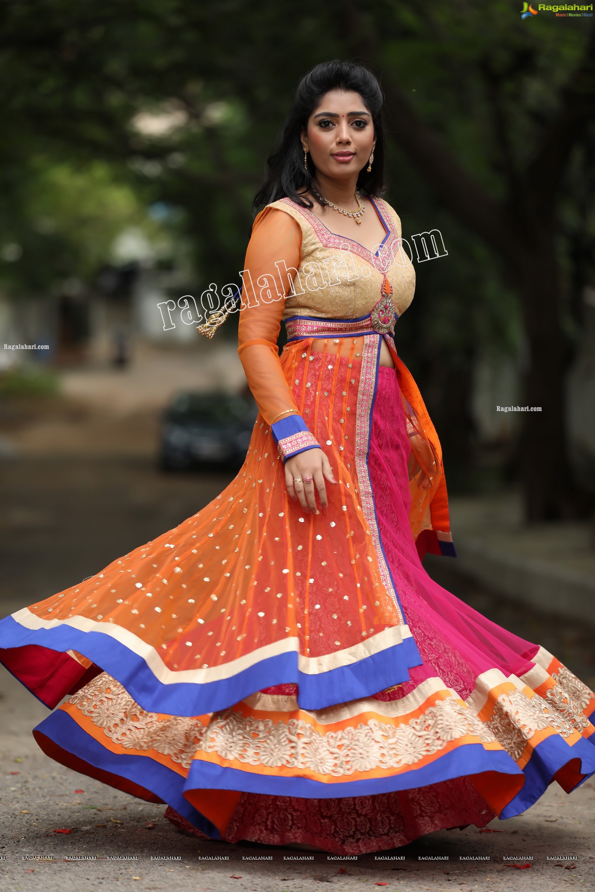 Lasya Sri in Pink and Orange Embellished Lehenga Choli, Exclusive Photo Shoot