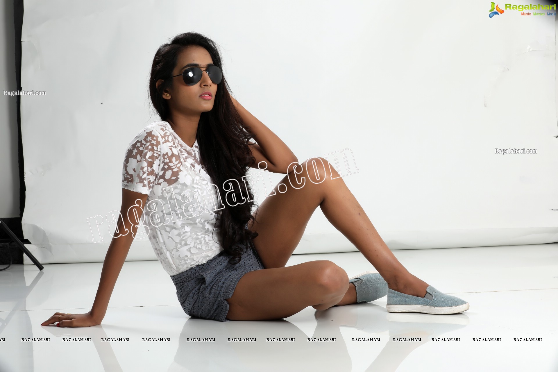 Bharathi Parli in White Top and Denim Shorts Exclusive Photo Shoot