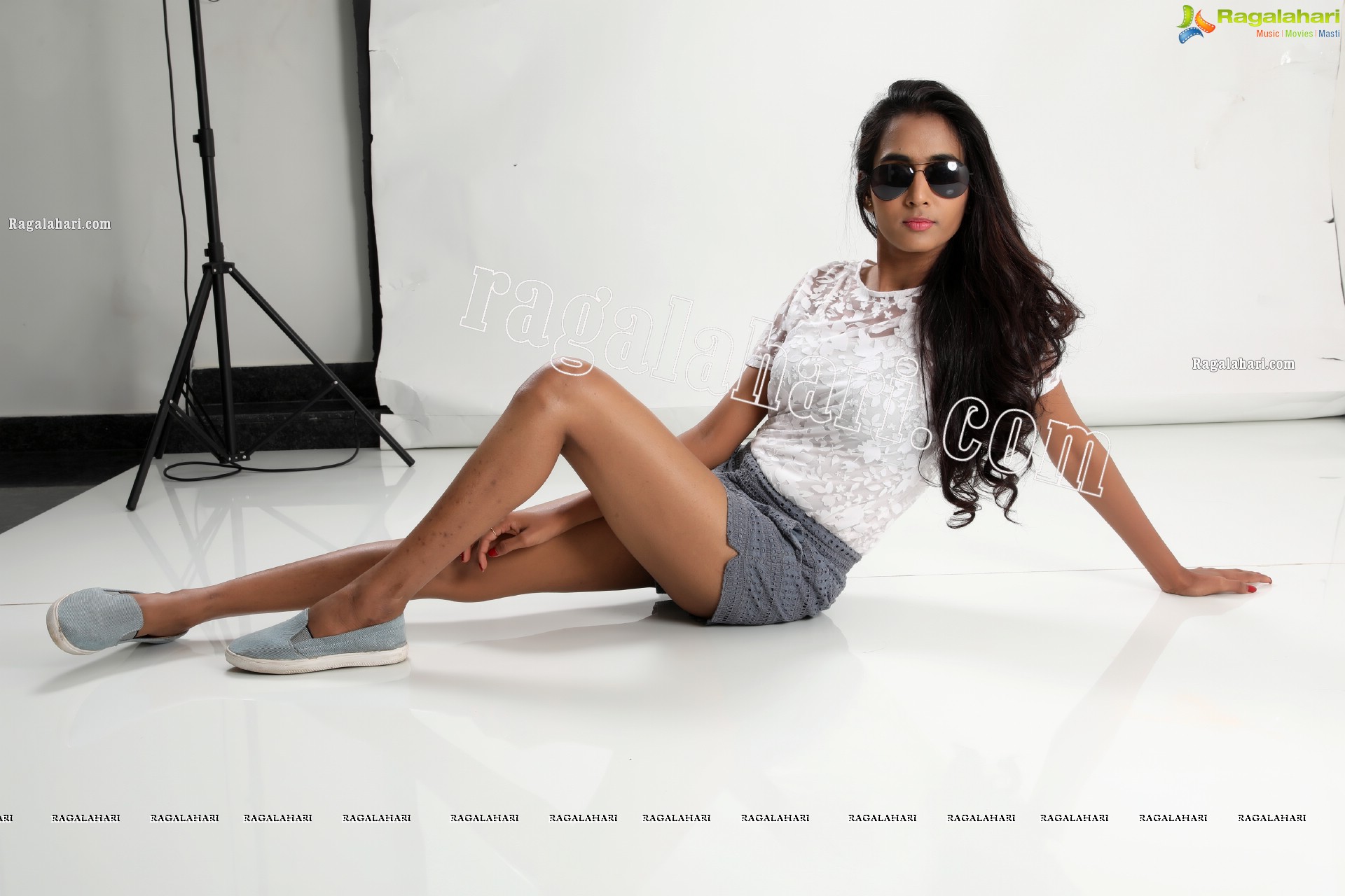 Bharathi Parli in White Top and Denim Shorts Exclusive Photo Shoot