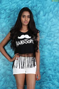 Bharathi Parli in White Top and Denim Shorts