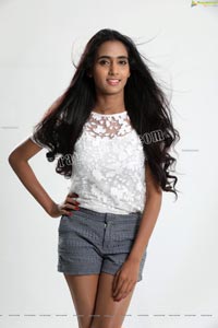 Bharathi Parli in White Top and Denim Shorts