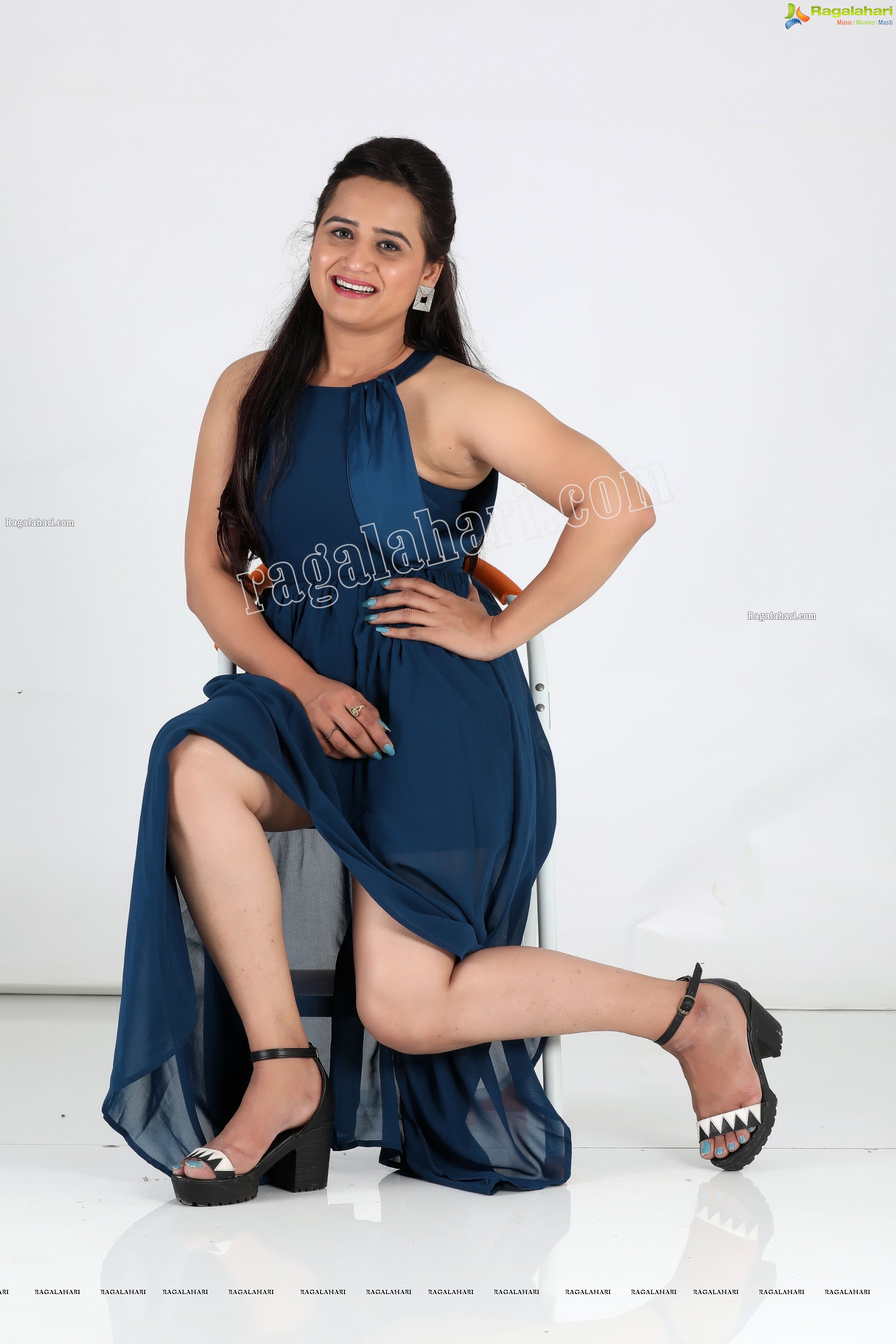Preyasi Jiggar in Teal Blue Long Slit Dress Exclusive Photo Shoot