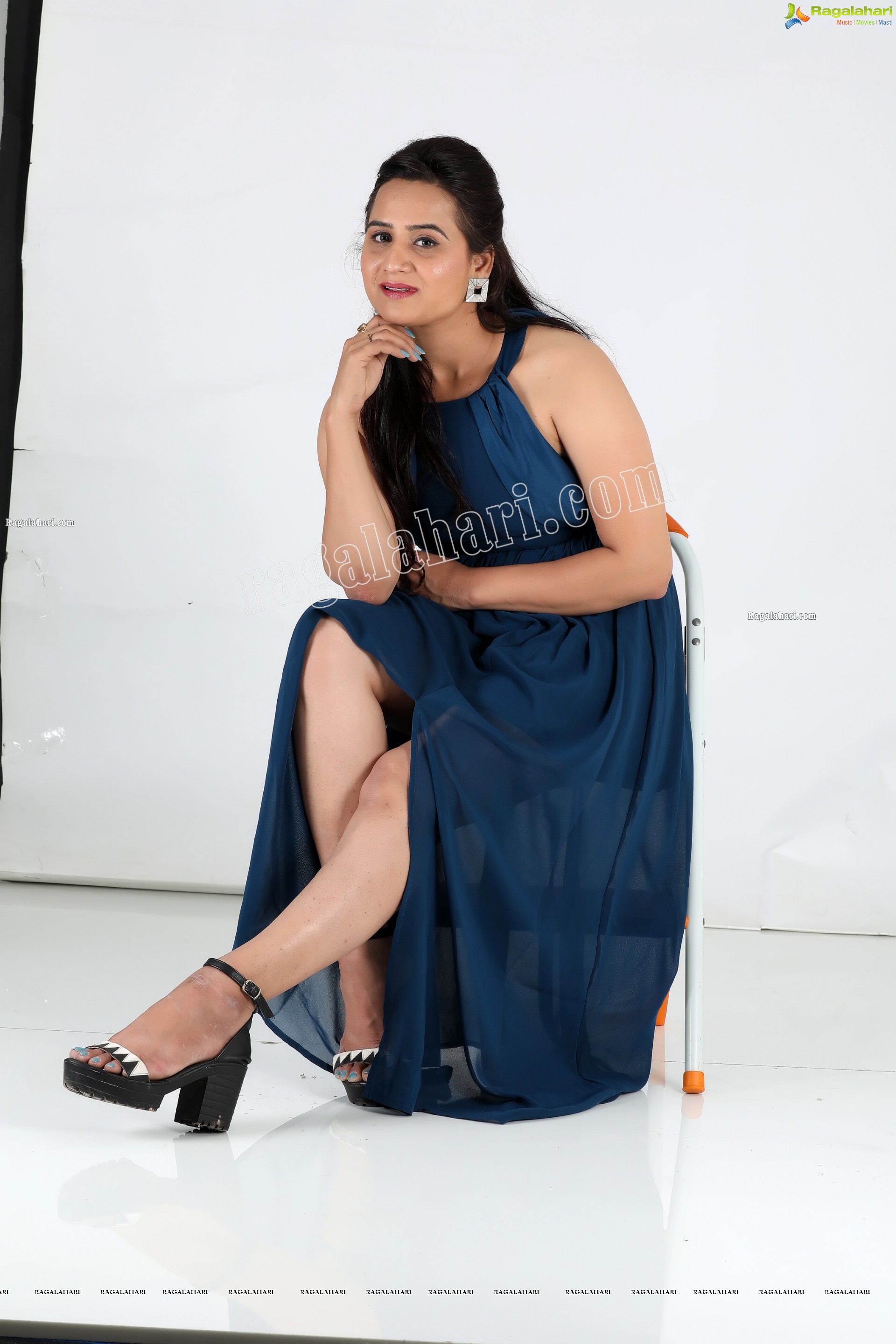 Preyasi Jiggar in Teal Blue Long Slit Dress Exclusive Photo Shoot