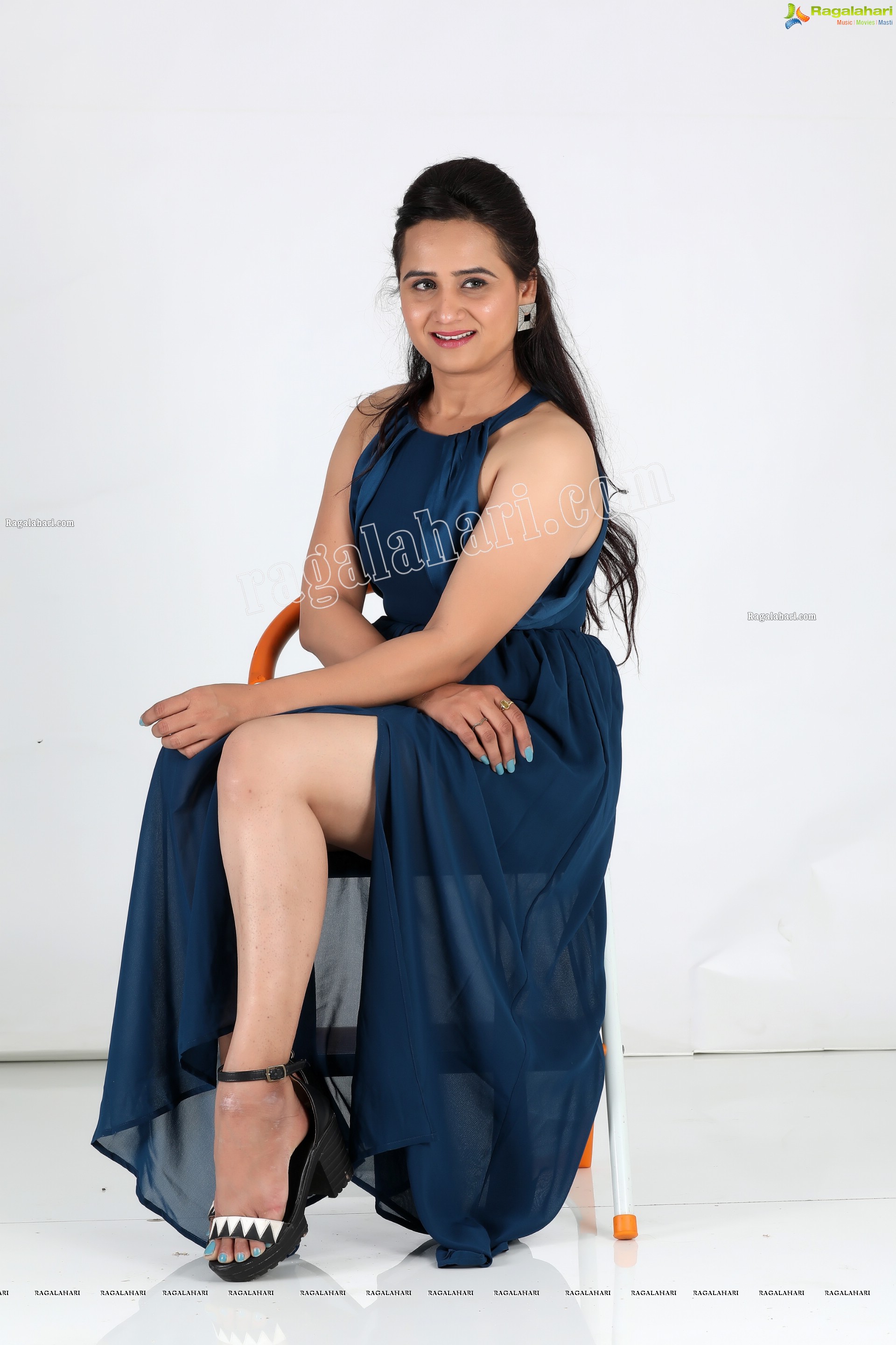 Preyasi Jiggar in Teal Blue Long Slit Dress Exclusive Photo Shoot