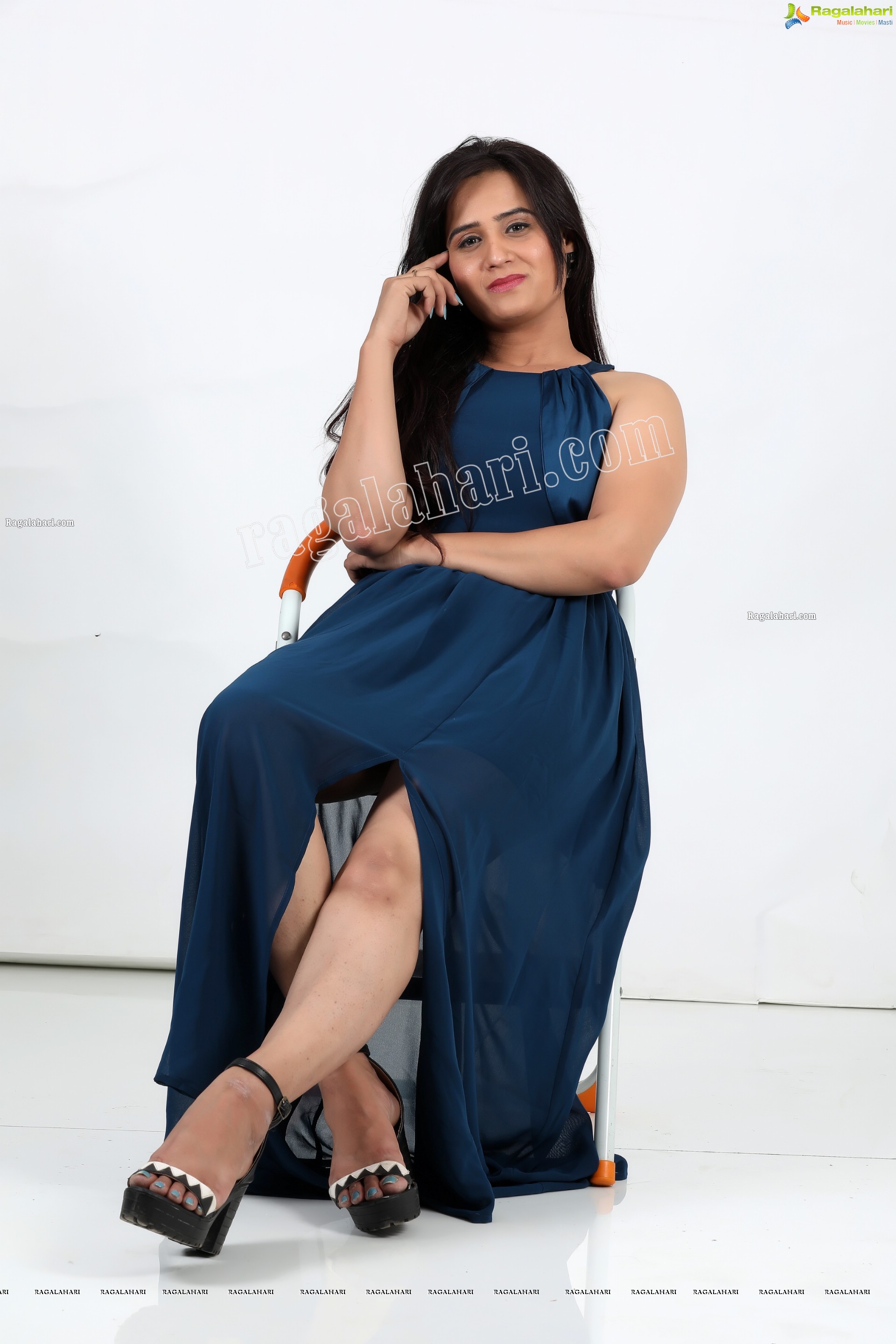 Preyasi Jiggar in Teal Blue Long Slit Dress Exclusive Photo Shoot