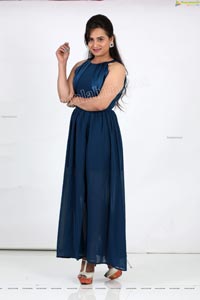 Preyasi Jiggar in Teal Blue Long Slit Dress