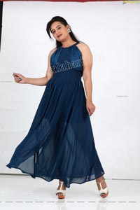 Preyasi Jiggar in Teal Blue Long Slit Dress