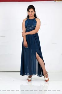 Preyasi Jiggar in Teal Blue Long Slit Dress