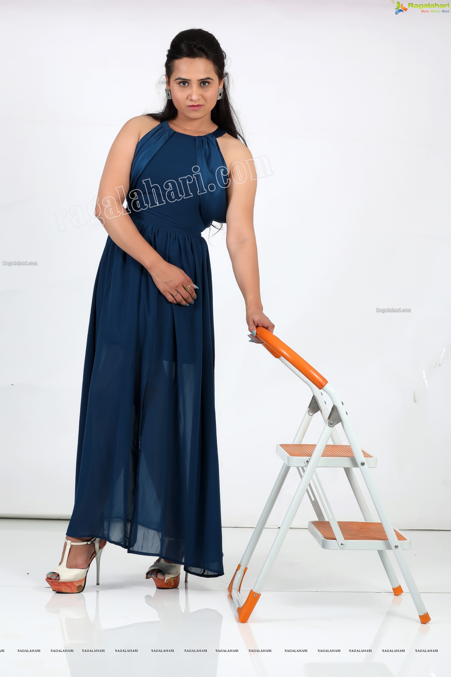 Preyasi Jiggar in Teal Blue Long Slit Dress Exclusive Photo Shoot