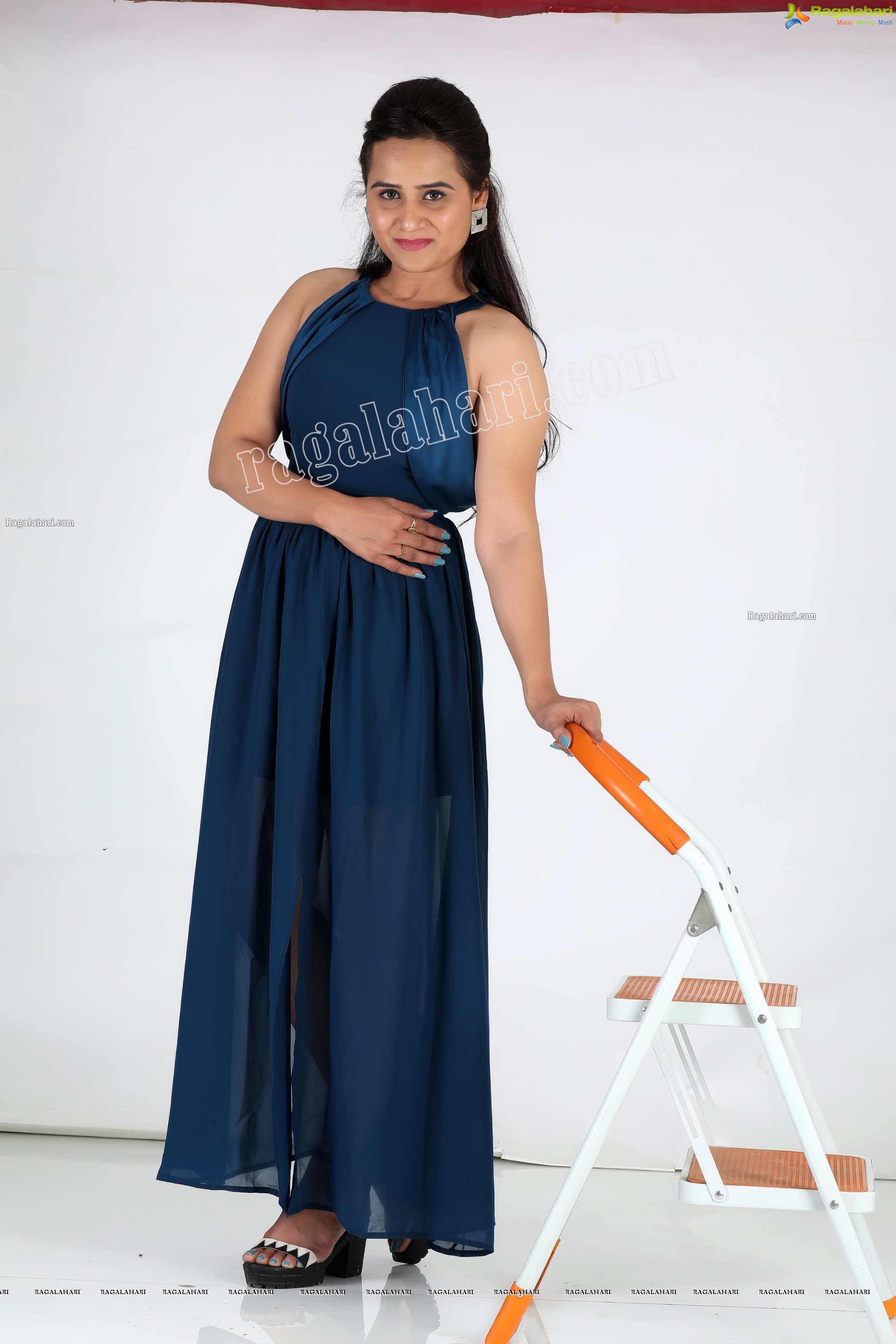 Preyasi Jiggar in Teal Blue Long Slit Dress Exclusive Photo Shoot