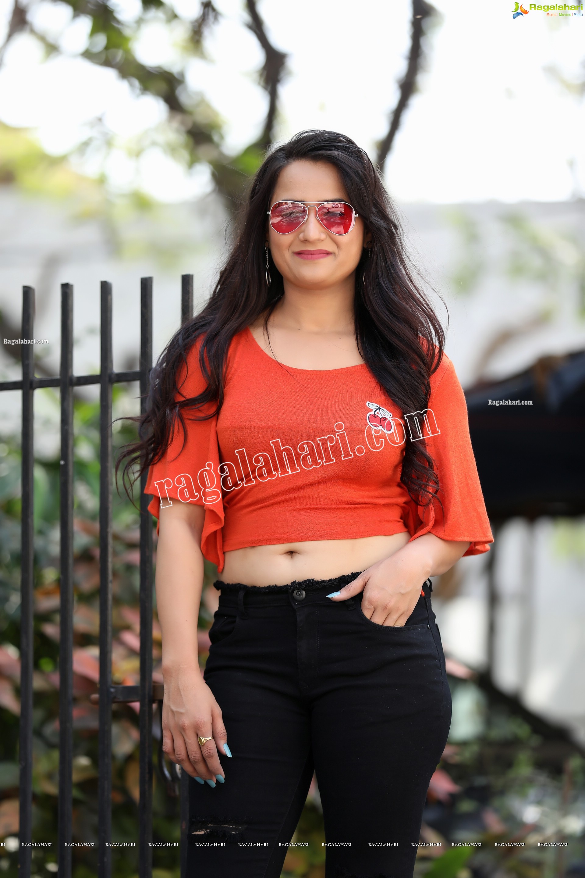 Preyasi Jiggar in Orange Crop Top and Black Torn Jeans, Exclusive Photo Shoot