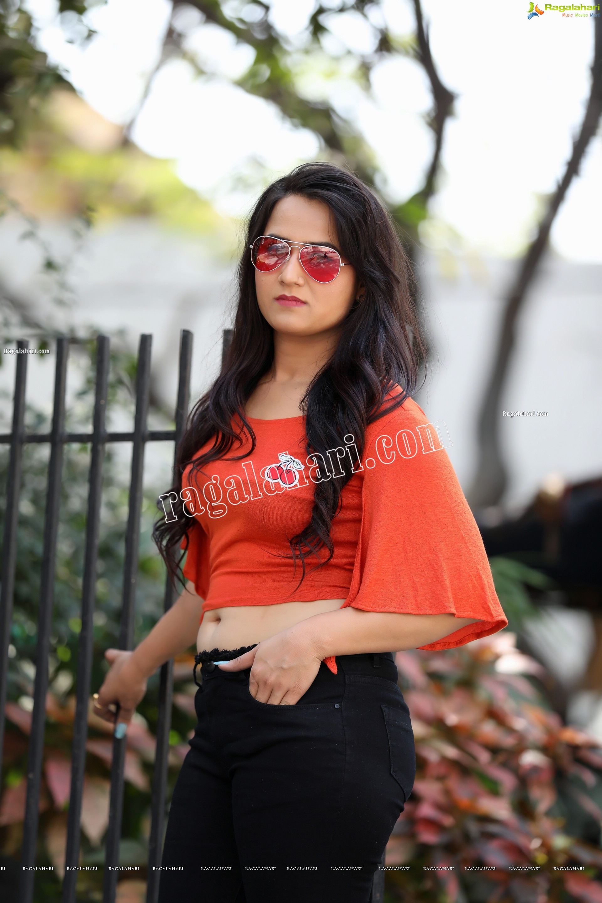 Preyasi Jiggar in Orange Crop Top and Black Torn Jeans, Exclusive Photo Shoot