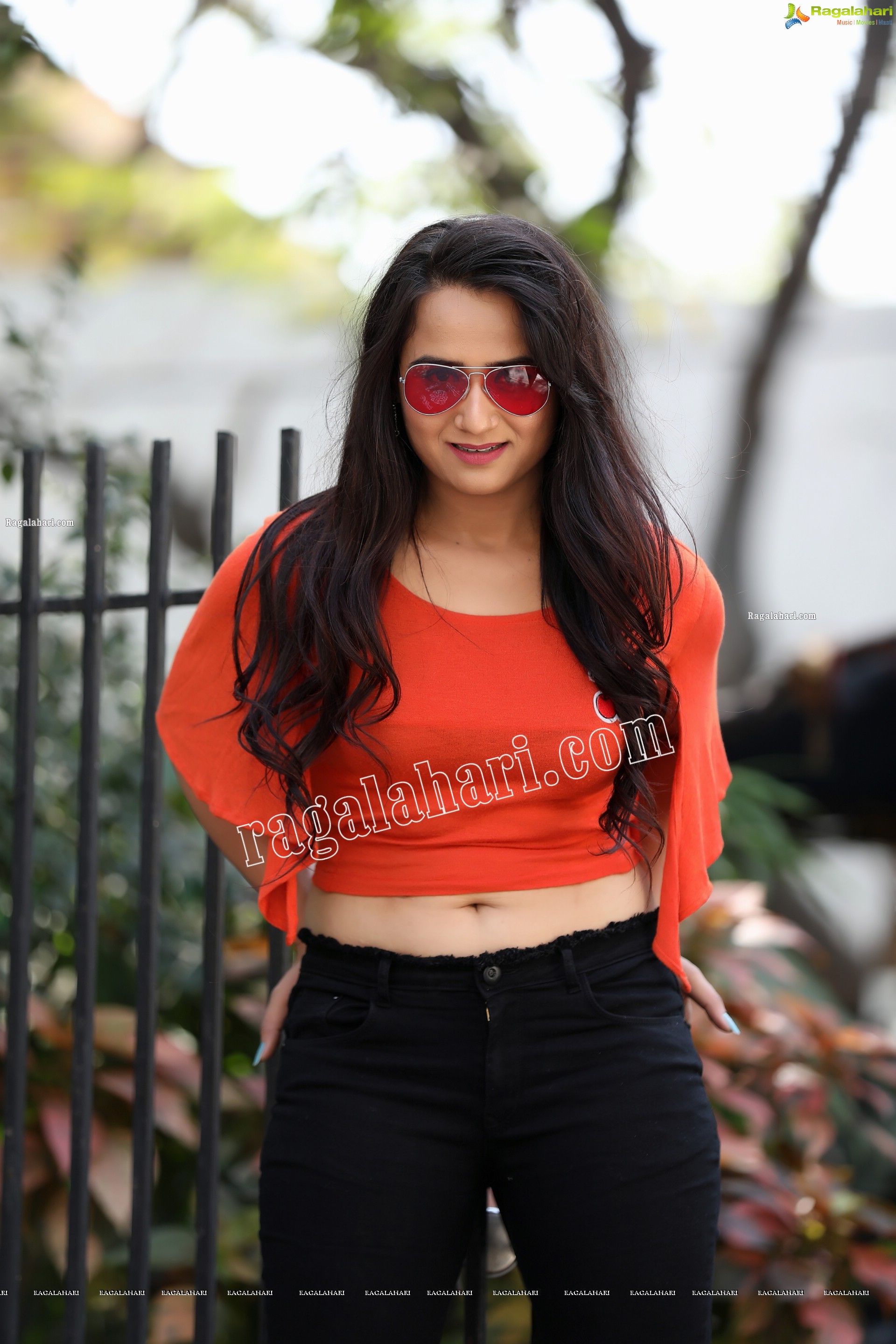 Preyasi Jiggar in Orange Crop Top and Black Torn Jeans, Exclusive Photo Shoot