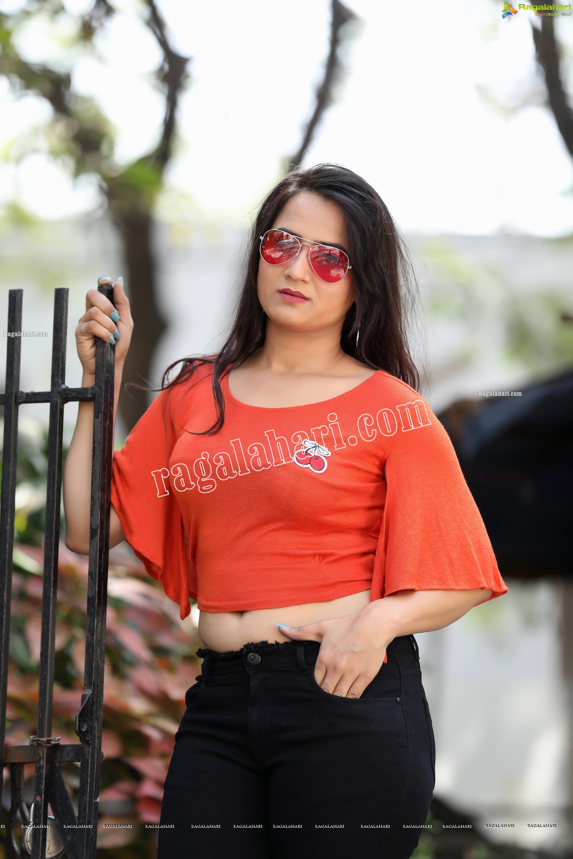 Preyasi Jiggar in Orange Crop Top and Black Torn Jeans, Exclusive Photo Shoot