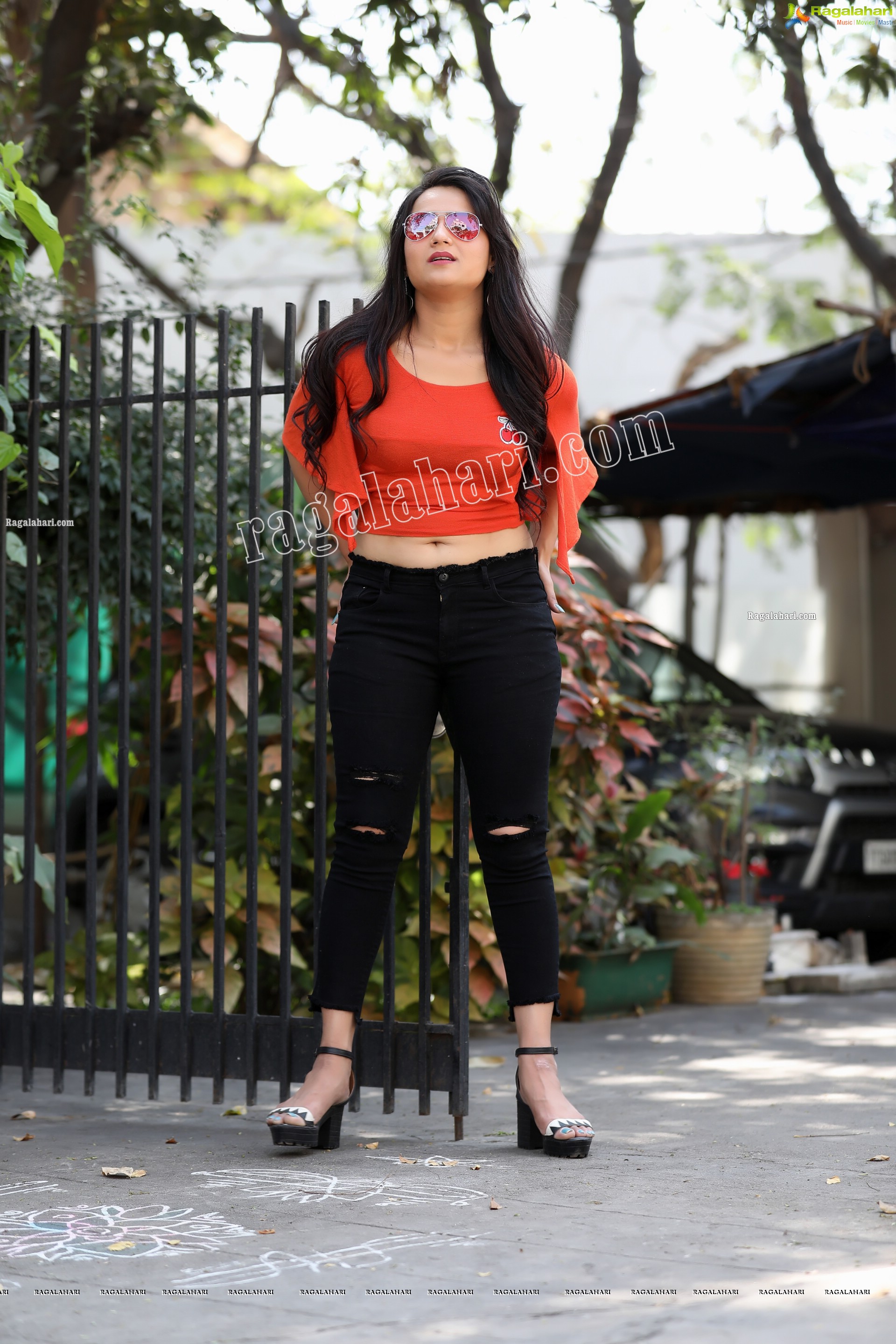 Preyasi Jiggar in Orange Crop Top and Black Torn Jeans, Exclusive Photo Shoot