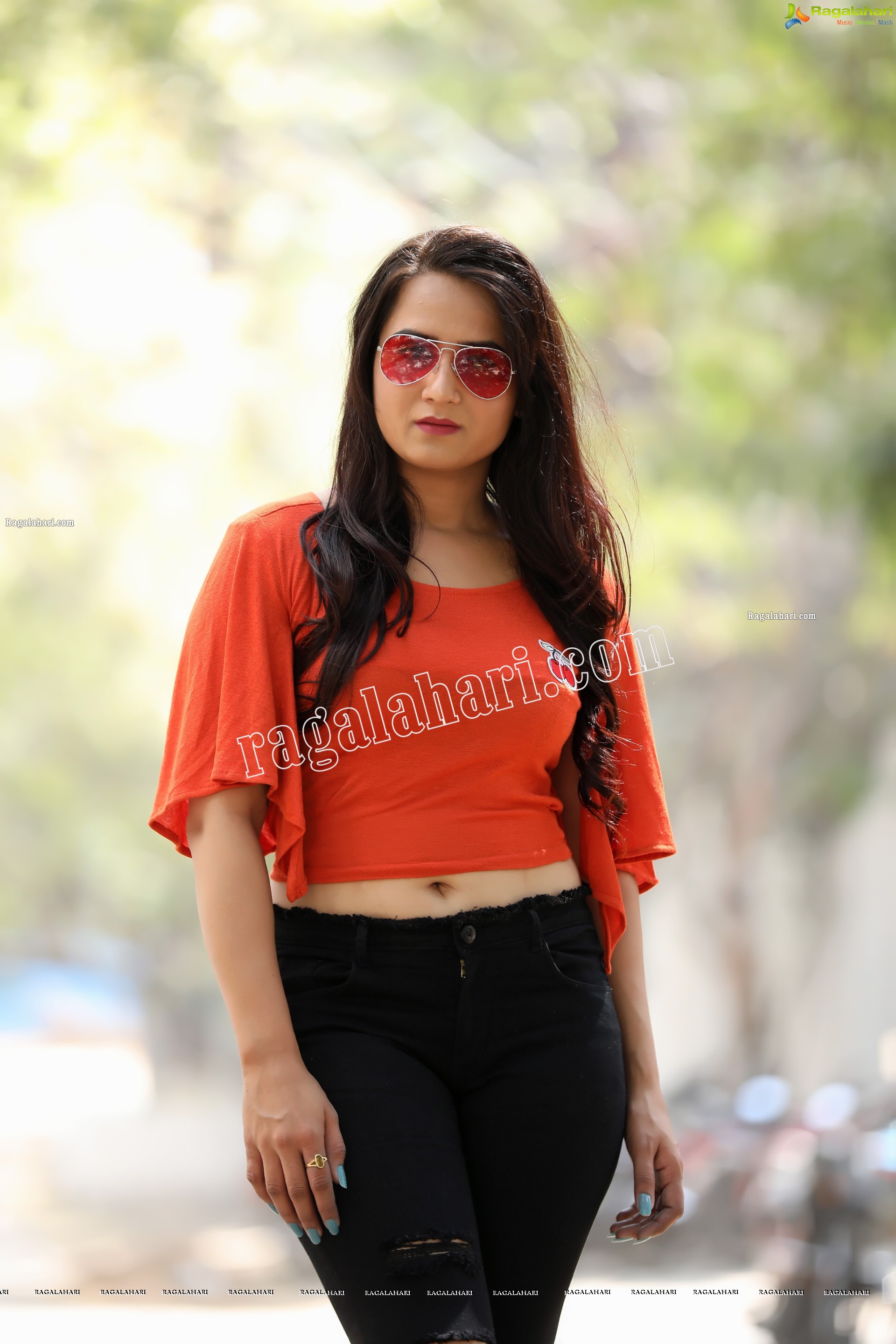 Preyasi Jiggar in Orange Crop Top and Black Torn Jeans, Exclusive Photo Shoot