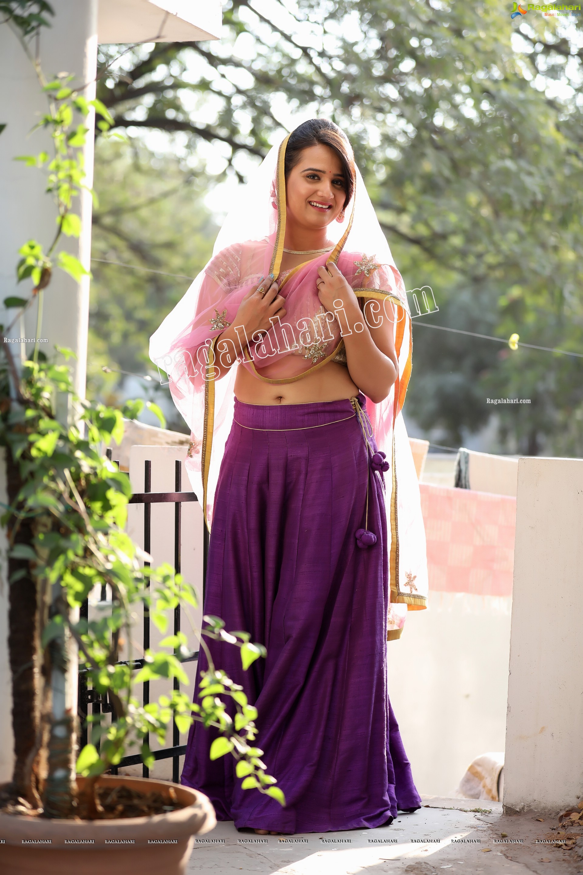 Preyasi Jiggar in Purple Lehenga Choli with Pink Net Dupatta, Exclusive Photo Shoot