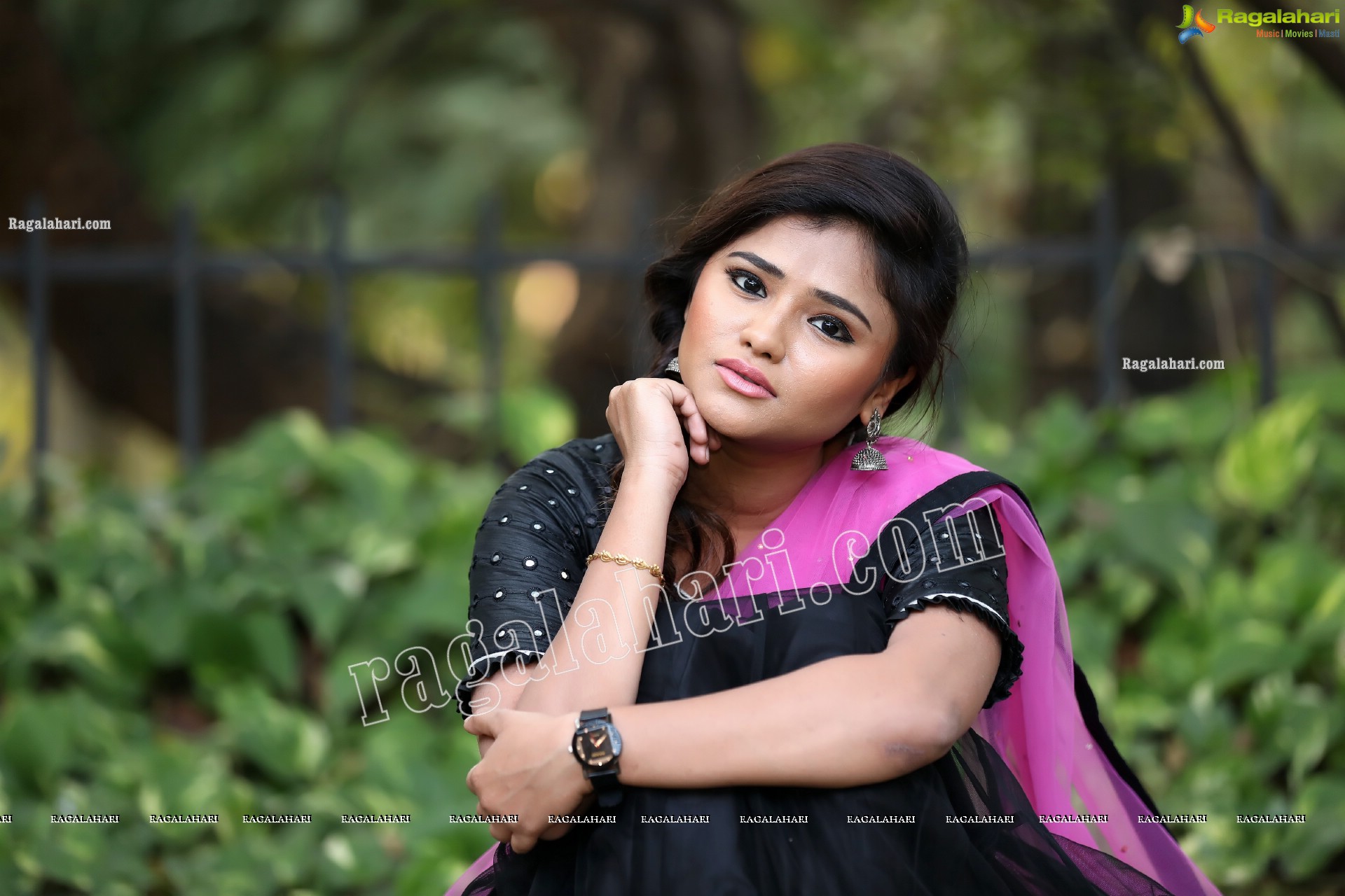 Rishika Nisha in Pink and Black Half Saree Exclusive Photo Shoot