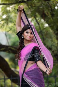 Rishika Nisha in Pink and Black Half Saree