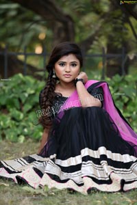 Rishika Nisha in Pink and Black Half Saree