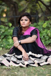 Rishika Nisha in Pink and Black Half Saree