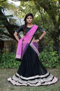 Rishika Nisha in Pink and Black Half Saree