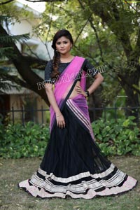 Rishika Nisha in Pink and Black Half Saree