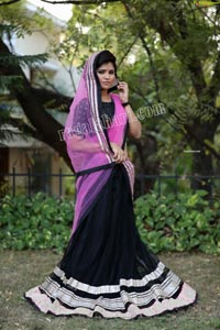 Rishika Nisha in Pink and Black Half Saree