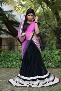 Rishika Nisha in Pink and Black Half Saree