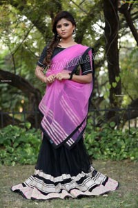 Rishika Nisha in Pink and Black Half Saree