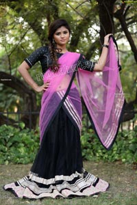 Rishika Nisha in Pink and Black Half Saree