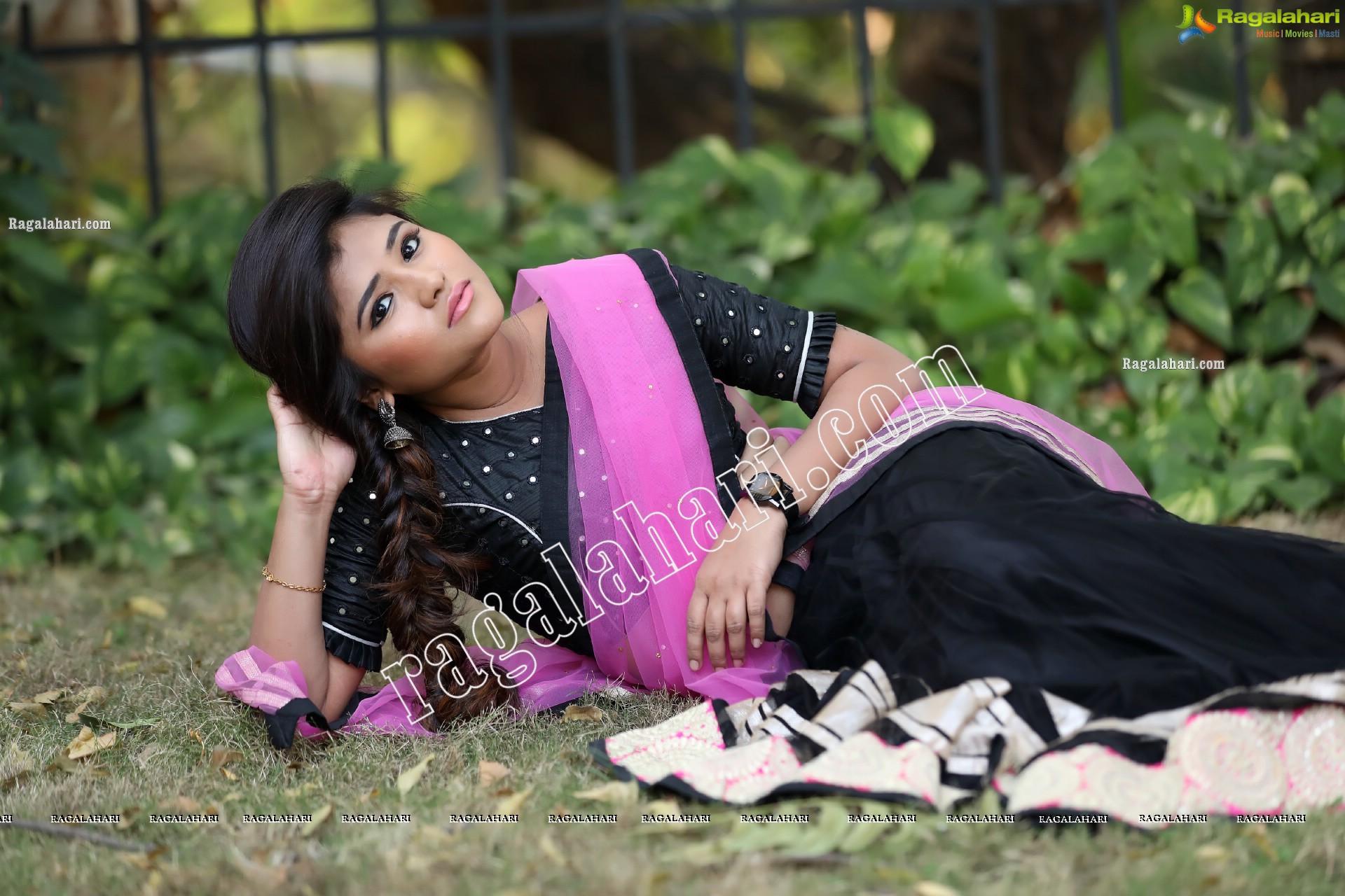 Rishika Nisha in Pink and Black Half Saree Exclusive Photo Shoot