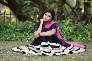 Rishika Nisha in Pink and Black Half Saree