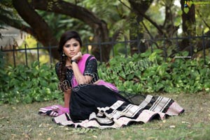 Rishika Nisha in Pink and Black Half Saree