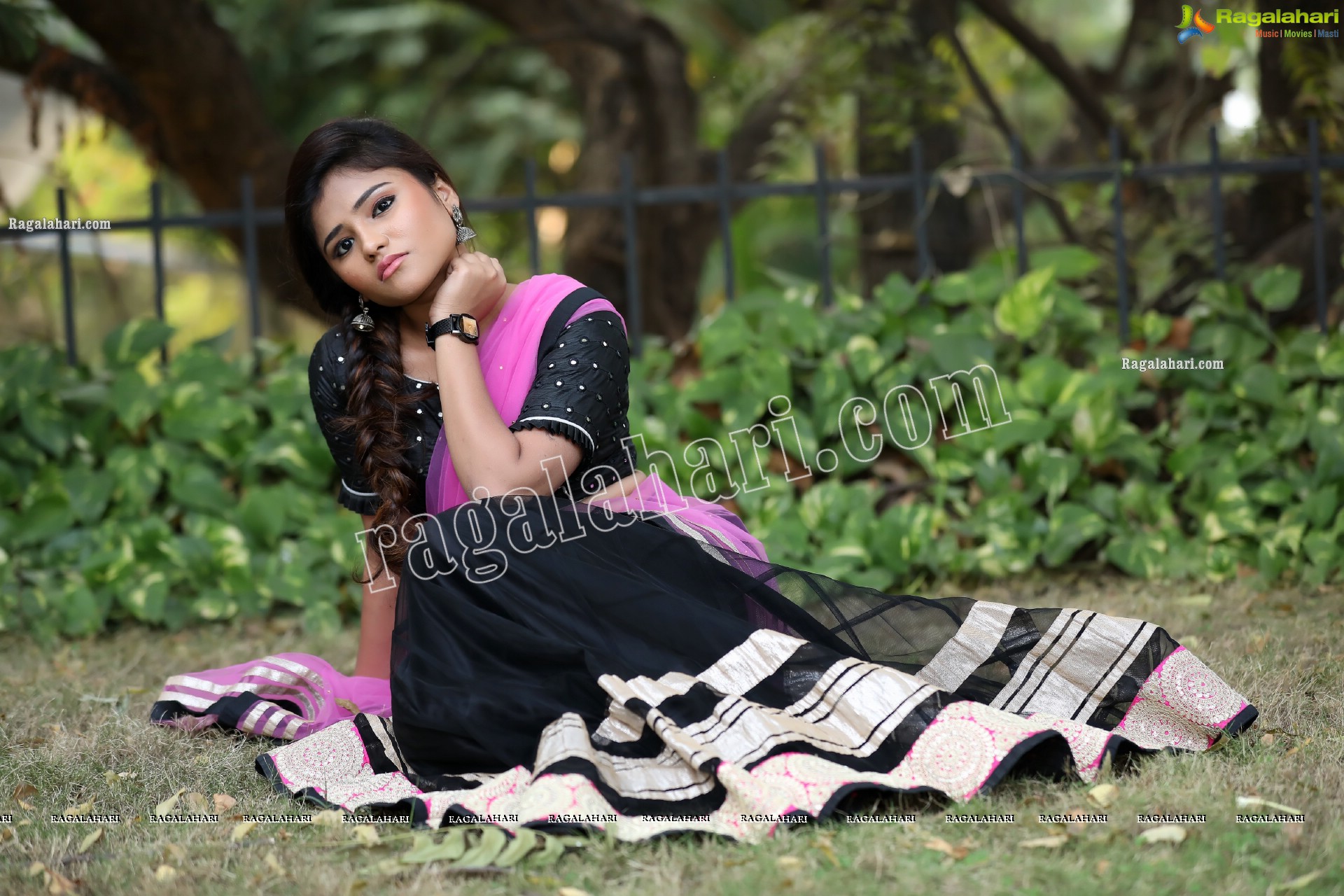 Rishika Nisha in Pink and Black Half Saree Exclusive Photo Shoot
