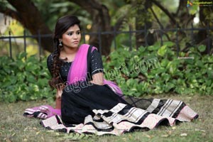 Rishika Nisha in Pink and Black Half Saree