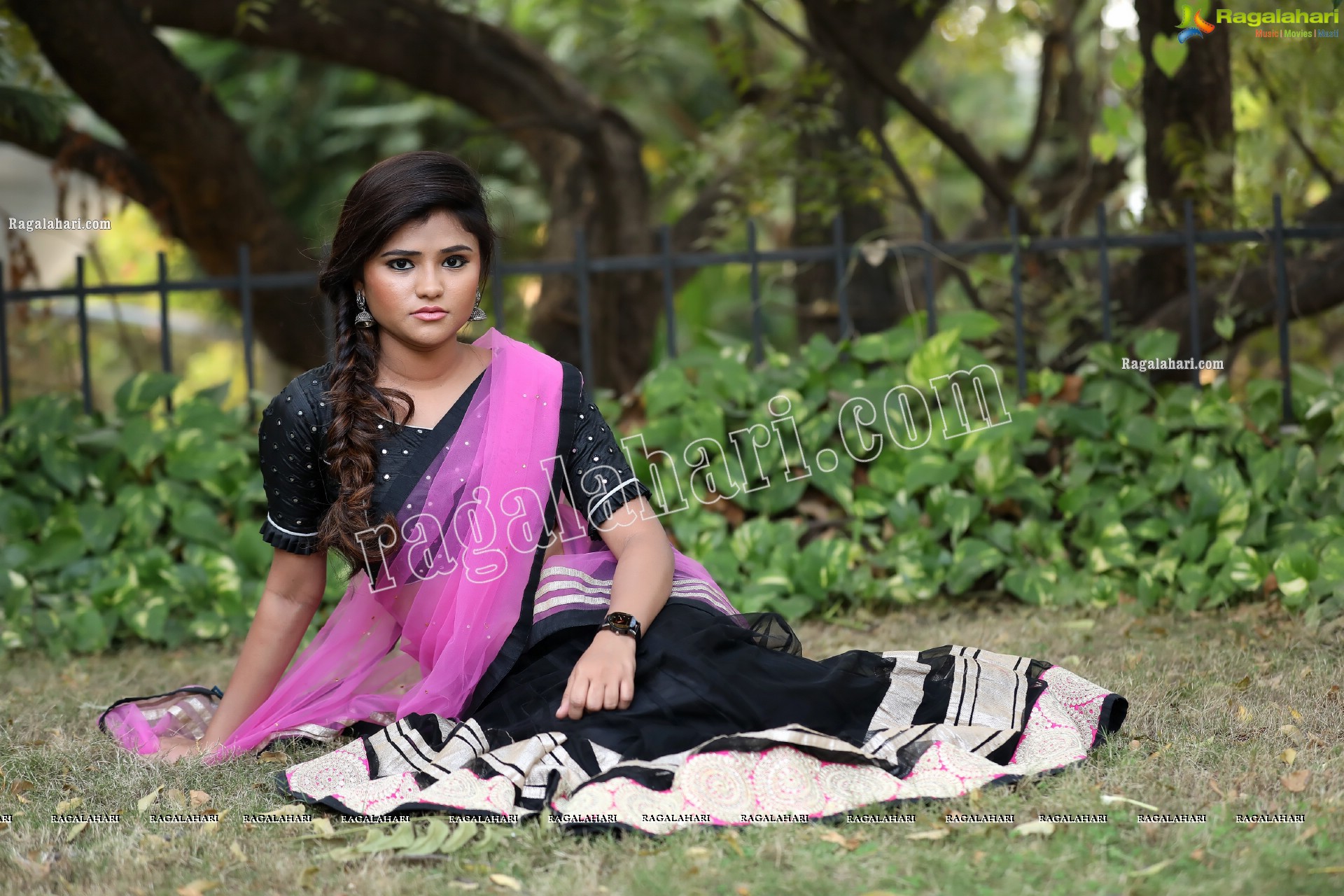 Rishika Nisha in Pink and Black Half Saree Exclusive Photo Shoot