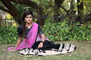 Rishika Nisha in Pink and Black Half Saree