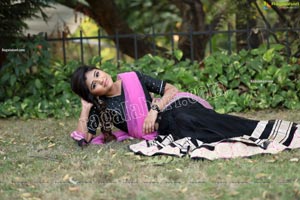 Rishika Nisha in Pink and Black Half Saree