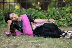 Rishika Nisha in Pink and Black Half Saree