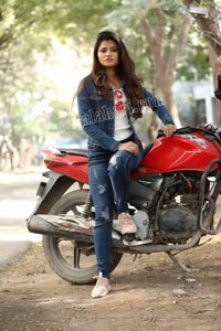 Rishika Nisha Posing on Motorcycle